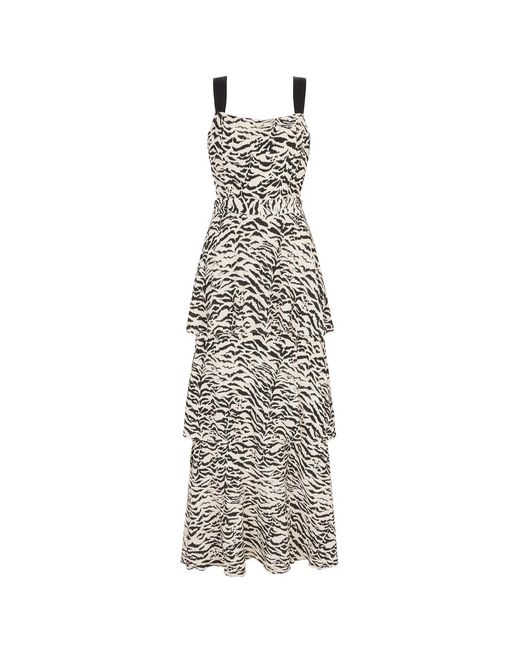 Polko Metallic Sia Zebra Convertible Tiered Dress