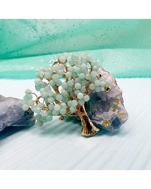 Farra Green Handcrafted Amazonite Tree Brooch