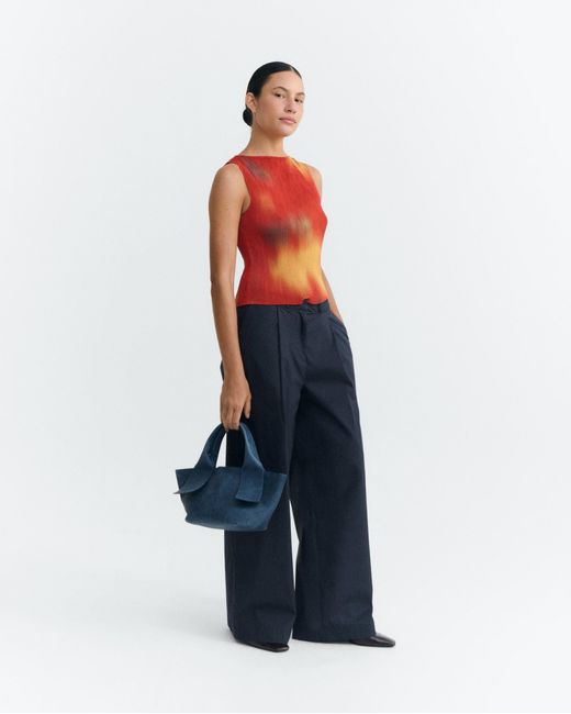 Thinking Mu Red Pleated Top Flowers Dora