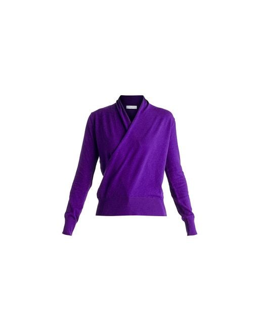 Paisie Purple Long Sleeve Knitted Wrap Top
