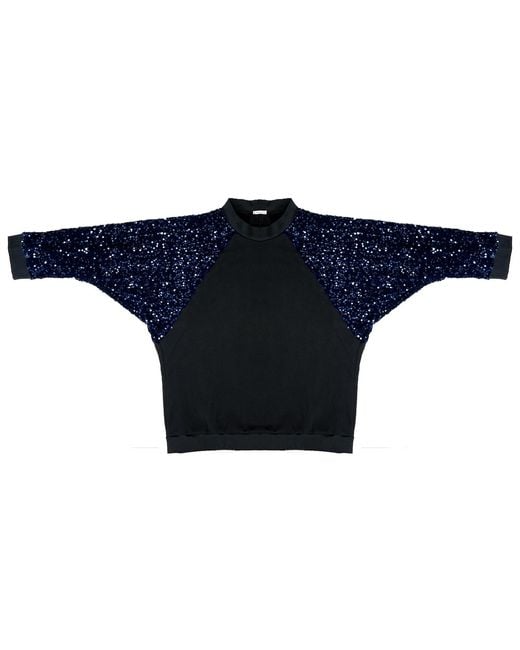 By Noa Rawitz Blue Oversized Raglan Sleeve Sequins Sweater