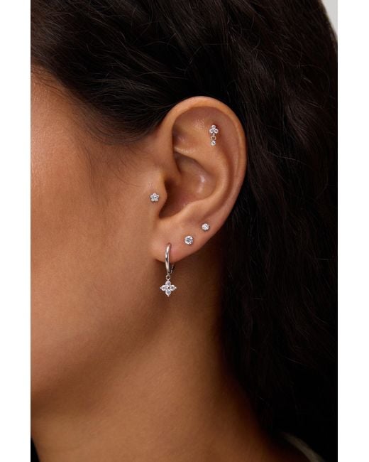 Vanhi Metallic Crystal Dangle Threadless Flat Back Titanium Cartilage Stud