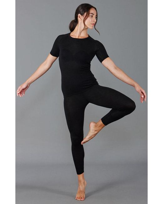Paul James Knitwear Black Midweight Merino Activewear Selene T-Shirt