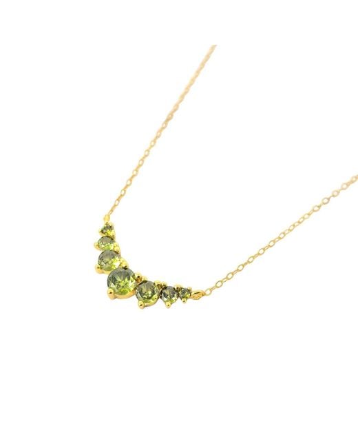 Harfi Metallic Graduated Round Peridot Stones Plated Necklace