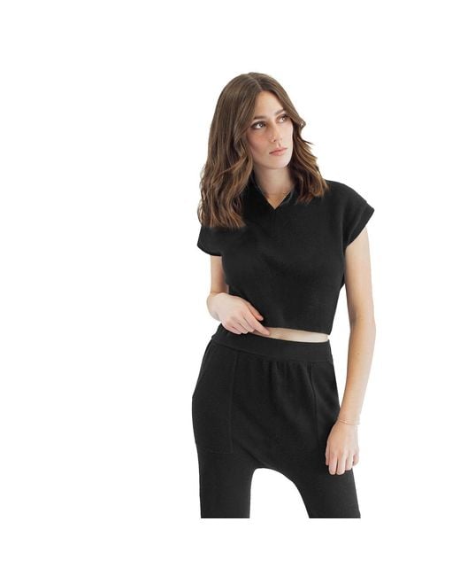 Zenzee Black Cashmere Cropped Sweater Vest