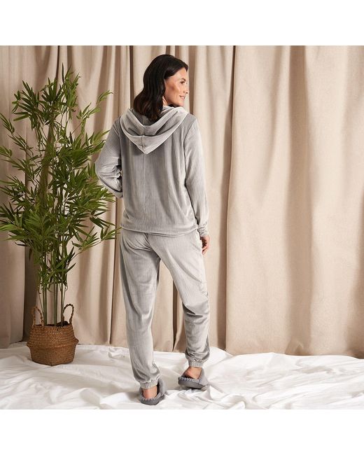 Pretty You London Gray Velour Hoody Jogger Set