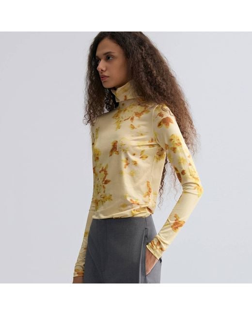 FRONT ROW SHOP Yellow Rosetta Long Sleeve Turtleneck Top