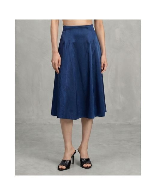 Monzlapur New York Blue Box Pleated Taffeta Skirt