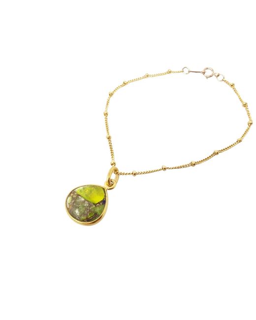 Harfi Metallic Natural Peridot August Birthstone Plated Bracelet