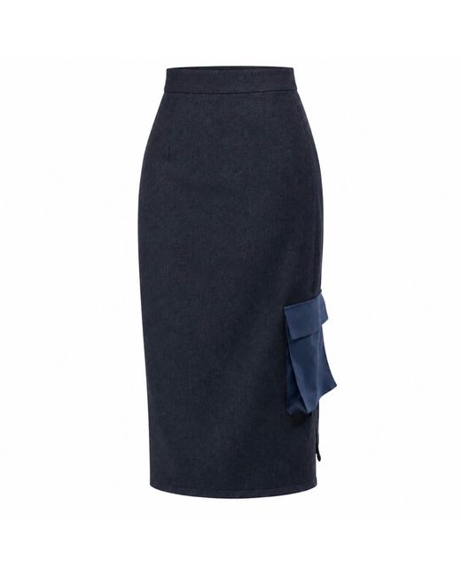 Elamins Blue Two Tone Cargo Pencil Skirt