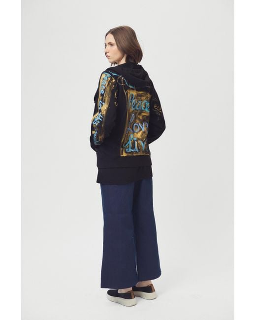 Saniya Khan Blue Peace Love Live Painted Hoodie