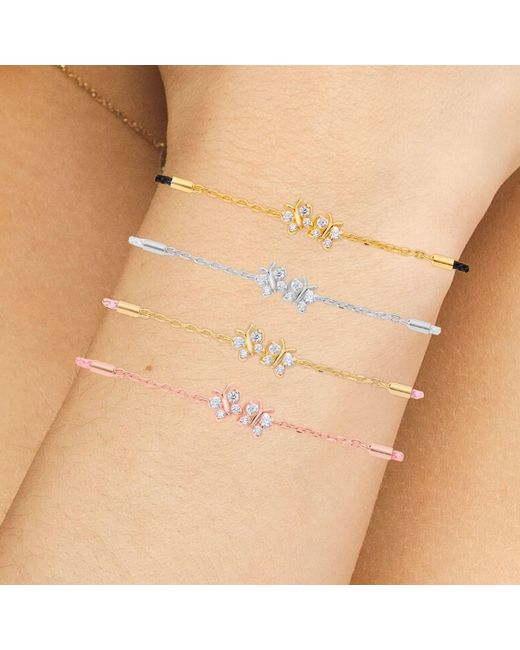 BLOOMTINE | Earth Angel HQ Metallic Enchanting Flutterfly Vermeil Butterfly Silk Cord Thread Bracelet