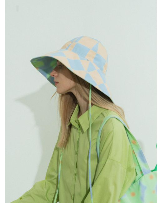 Lost Pattern Blue Day Dream Reversible Sun Hat