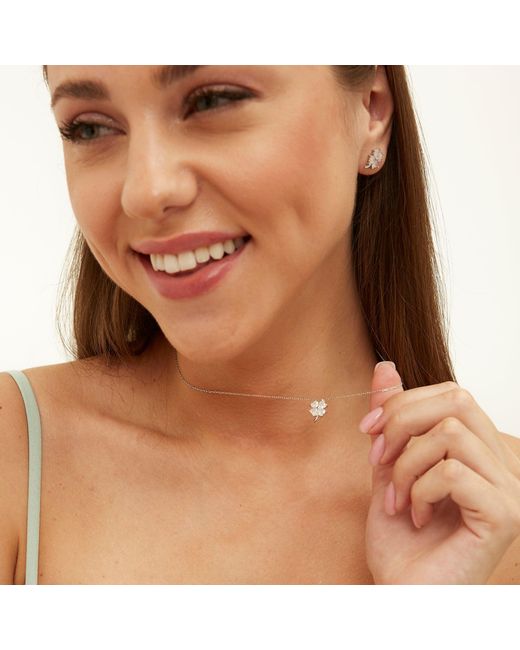 Spero London Metallic Four Leaf Clover Sterling Necklace