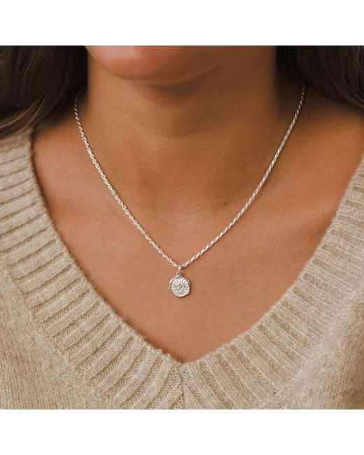 Lily Charmed Metallic Sterling Manifest Love Charm Necklace With Twisted Rope Chain