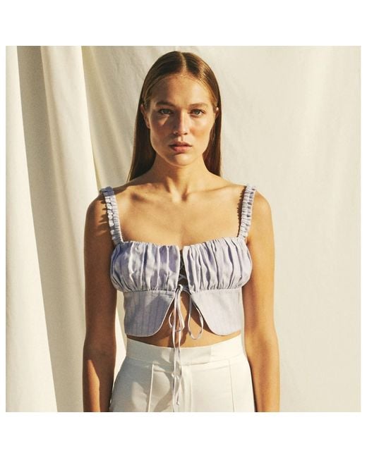 NAZLI CEREN Purple Simon Linen Top