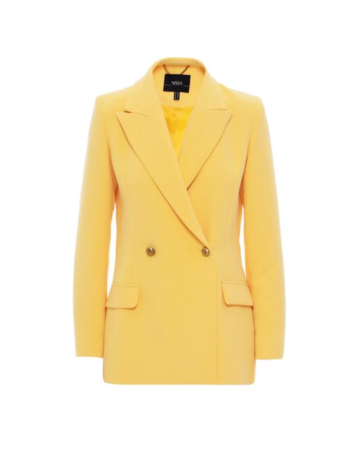 Nissa Synthetic Double-breasted Yellow Blazer | Lyst Canada