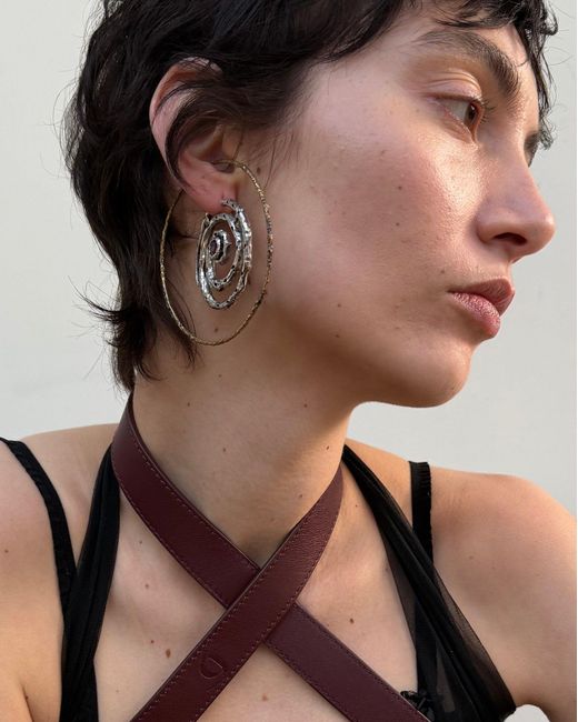GYUNIA Metallic Vortex Hoop Earrings