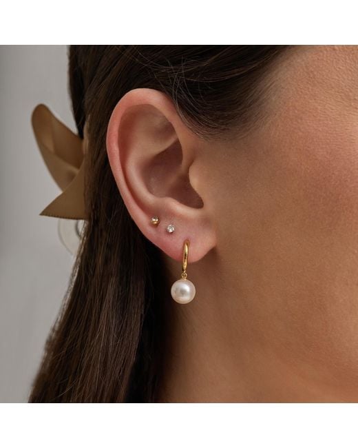 Esterah Metallic Pearl Huggie Hoops