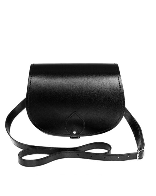 Zatchels Black Handmade Leather Saddle Bag Large