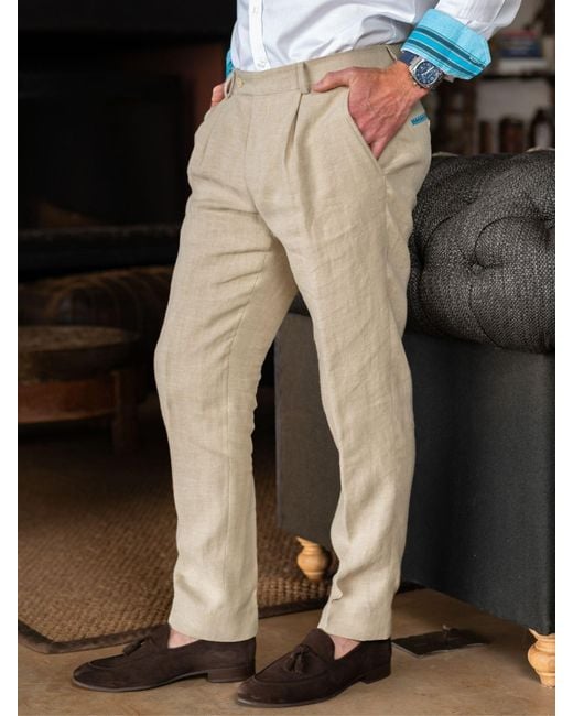 Koy Clothing Natural Neutrals Pale Linen Suit Trousers for men