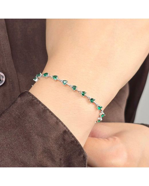 Harfi Metallic Emerald May Birthstone Heart Tennis Bracelet