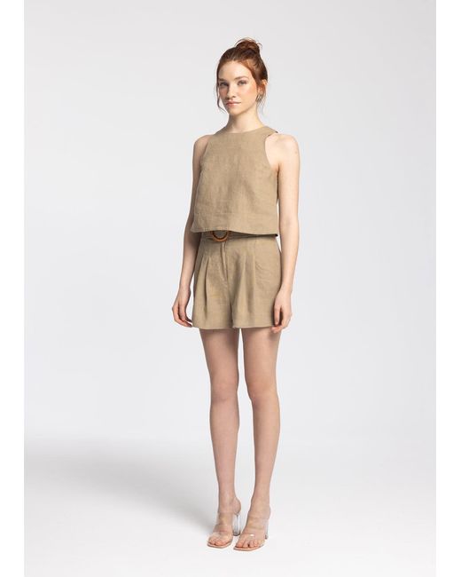 Monlicia Natural Lena Linen Top