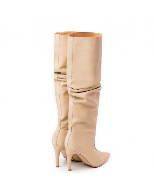 The 5Th Element Natural Neutrals Dune Light Ruched High-Heel Boots