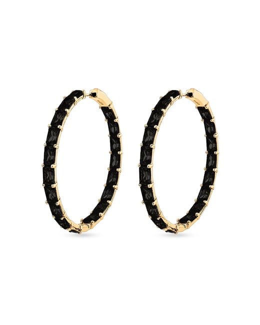 SALLY SKOUFIS Metallic Inspired Hoop Earrings With Made Cz Diamond Stimulant