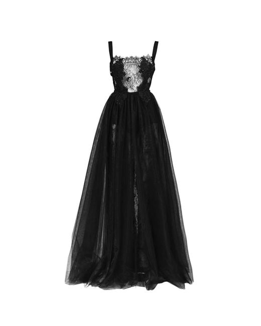 LIA ARAM Women's Black Deconstructed Lace And Tulle Overall Dress -  www.disolcolor.com