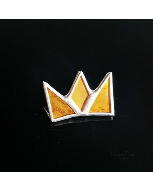 Laura Daili Yellow Golden Crown – Mirror Brooch