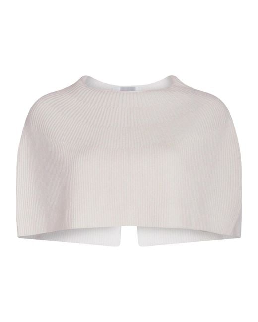 London Atelier Byproduct White Neutrals Cream Mohair Wool Knitted Cape