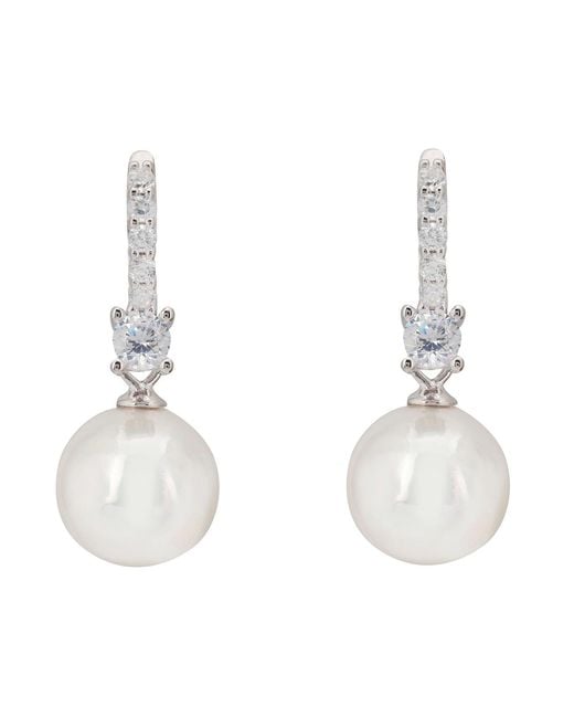 Latelita London White Serenity Pearl Hoop Earrings