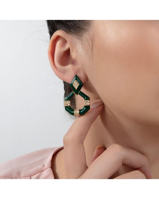Milou Jewelry Black Dark Geometric Drop Earrings