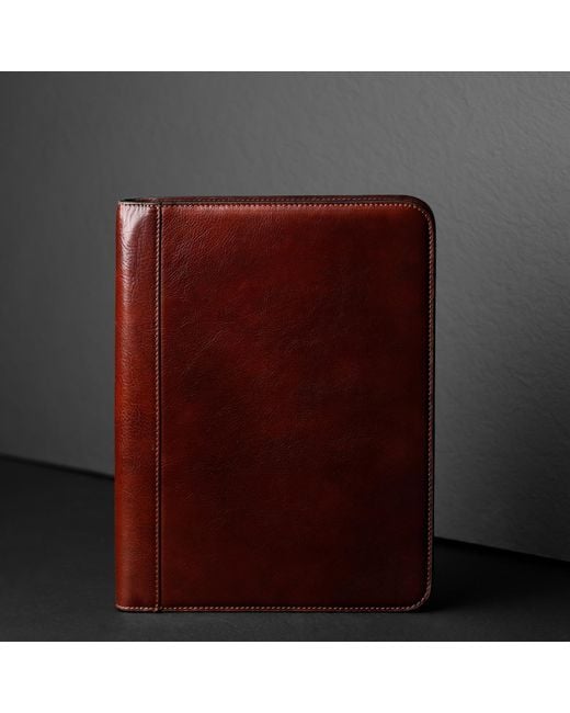 Time Resistance Brown Leather Documents Folder Organizer