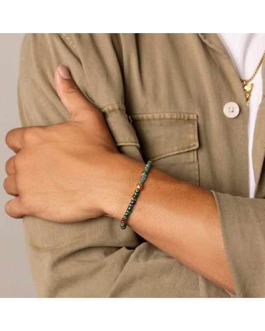 Nialaya Green Wristband With Miyuki Beads for men