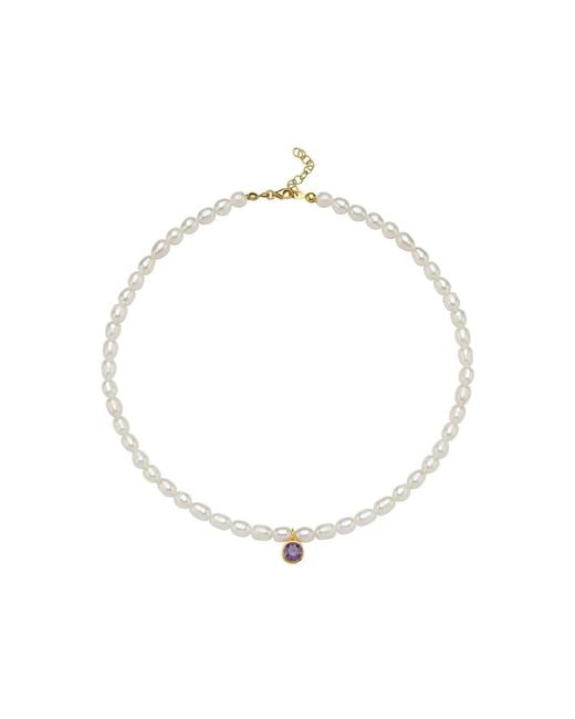 LINYA JEWELLERY Metallic Cosmic Big Pearl Zodiac Necklace Birthtone