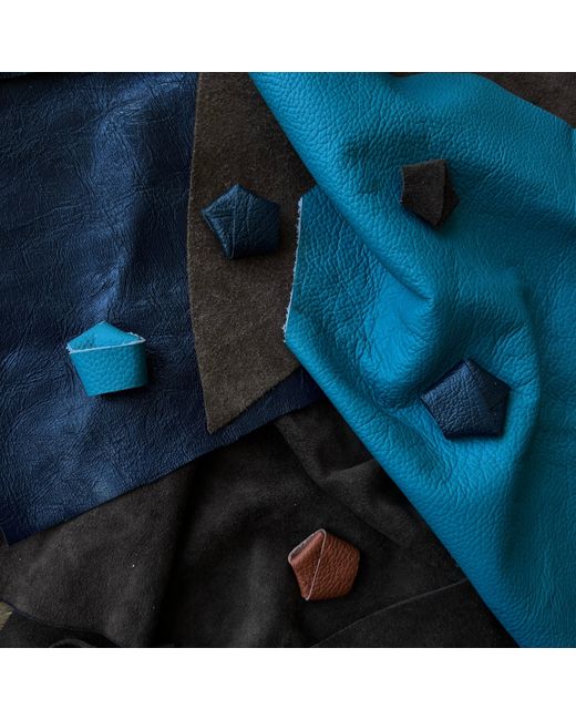 London Atelier Byproduct White Origami Grainy Rust Leather Stud Earrings
