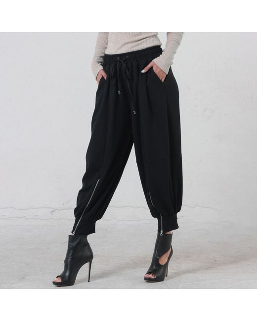 Metamorph Black Elastic Waist Harem Pants
