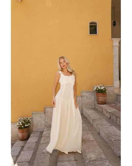 Amy Lynn White Neutrals Loren Semi Sheer Maxi Dress