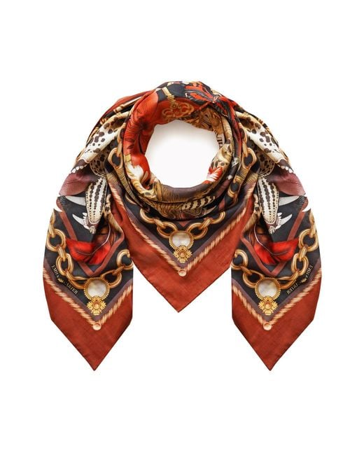 Emily Carter Metallic The Leopard & Tulip Wool Scarf