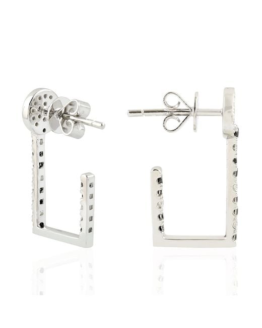 Artisan Metallic Natural Black & White Diamond Stud Earrings 18k White Gold Jewelry