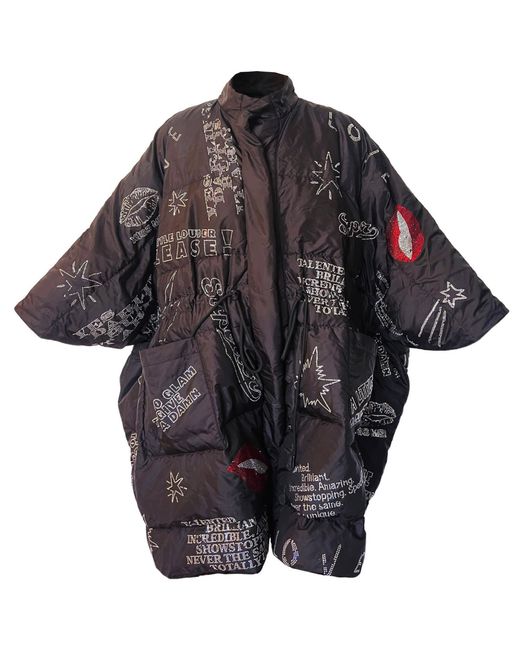Maxjenny Black Oversized Puffer Coat – With Swarovski Details