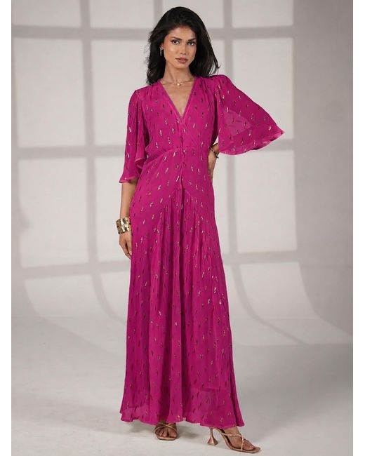 Rose & Nancy Pink Talia Fuchsia Maxi Dress