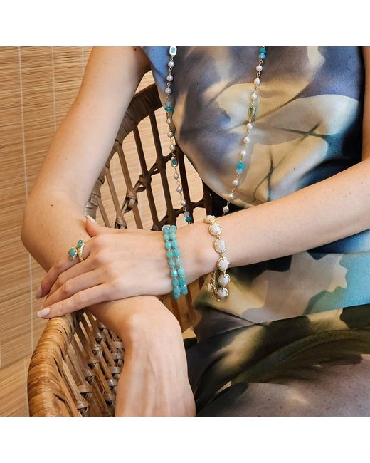 Farra Blue Amazonite With Moonstone Versatile Necklace