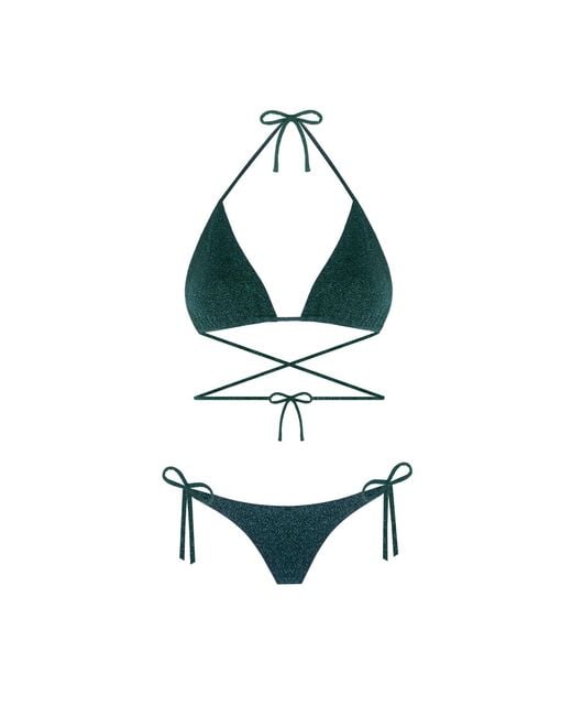 Nur Karaata Green Triangle Sparkle Bikini Set