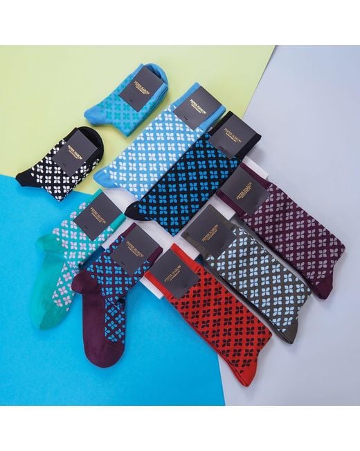 Peper Harow - Made in England Blue Clover Socks