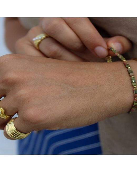 1610Istanbul Metallic Aegean Unakite Bracelet