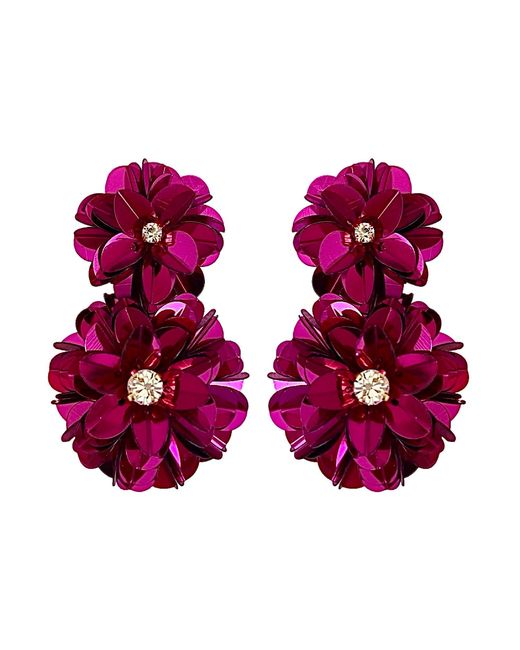 PINAR OZEVLAT Multicolor Blossom Drop Earrings Fuchsia