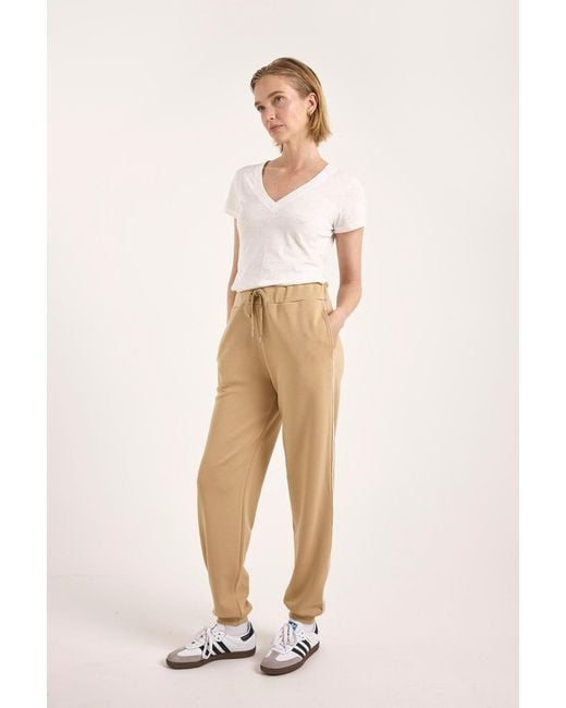 Brodie Cashmere Natural Piping Detail Cuffed Jogger